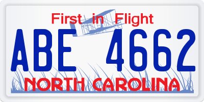 NC license plate ABE4662
