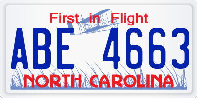 NC license plate ABE4663