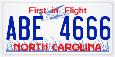 NC license plate ABE4666