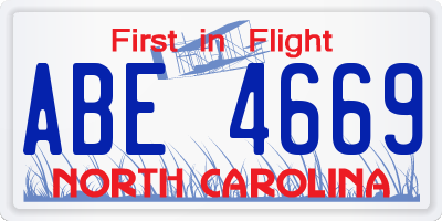 NC license plate ABE4669