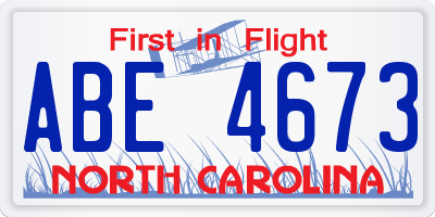 NC license plate ABE4673