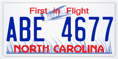 NC license plate ABE4677