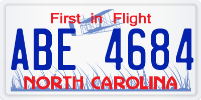 NC license plate ABE4684