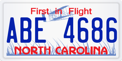 NC license plate ABE4686