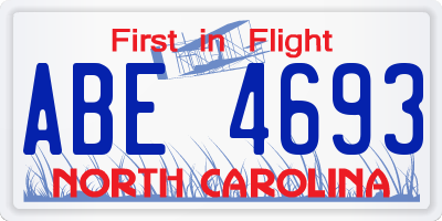 NC license plate ABE4693