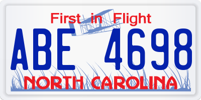 NC license plate ABE4698