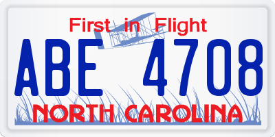 NC license plate ABE4708