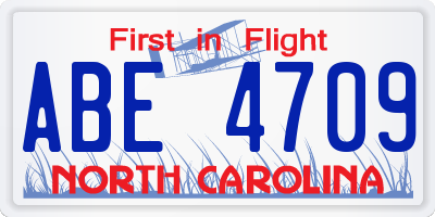 NC license plate ABE4709