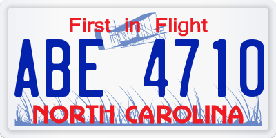 NC license plate ABE4710