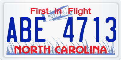 NC license plate ABE4713