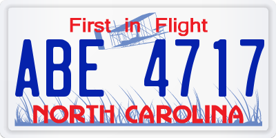 NC license plate ABE4717