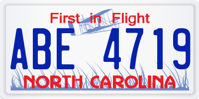 NC license plate ABE4719