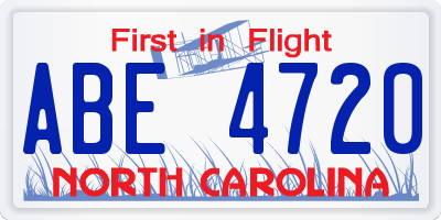NC license plate ABE4720