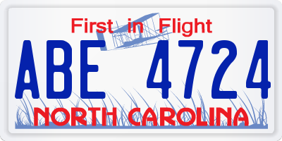 NC license plate ABE4724
