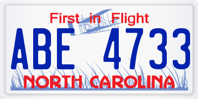 NC license plate ABE4733