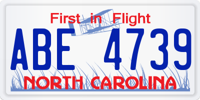 NC license plate ABE4739