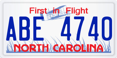 NC license plate ABE4740