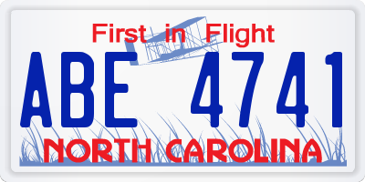 NC license plate ABE4741