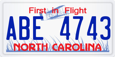 NC license plate ABE4743