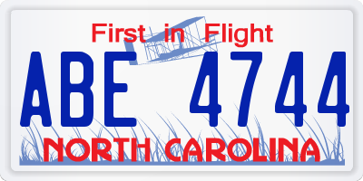 NC license plate ABE4744