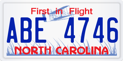 NC license plate ABE4746