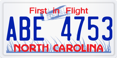 NC license plate ABE4753