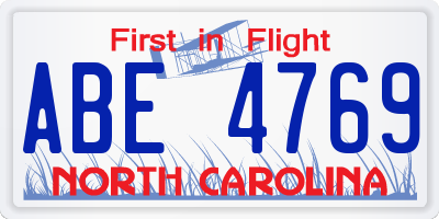 NC license plate ABE4769