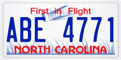 NC license plate ABE4771