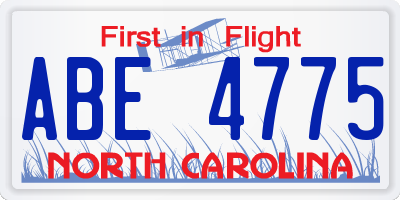 NC license plate ABE4775