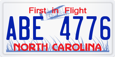 NC license plate ABE4776