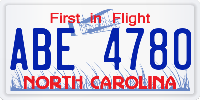 NC license plate ABE4780