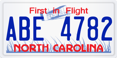 NC license plate ABE4782