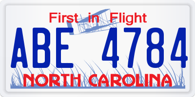 NC license plate ABE4784
