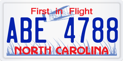 NC license plate ABE4788