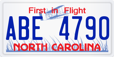 NC license plate ABE4790