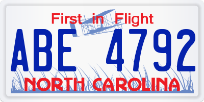 NC license plate ABE4792
