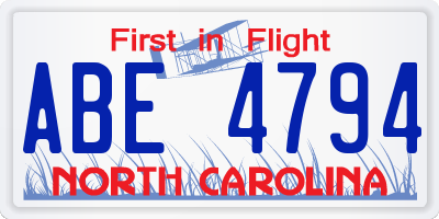 NC license plate ABE4794