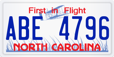 NC license plate ABE4796