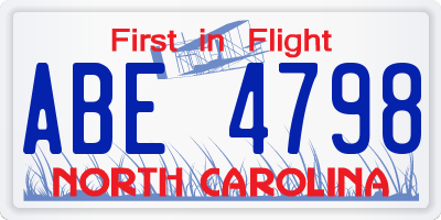 NC license plate ABE4798