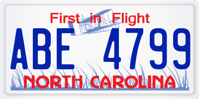 NC license plate ABE4799