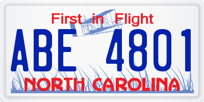 NC license plate ABE4801