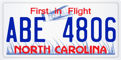 NC license plate ABE4806