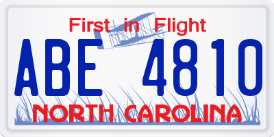 NC license plate ABE4810