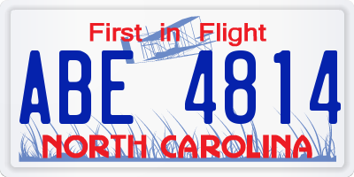 NC license plate ABE4814