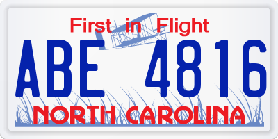NC license plate ABE4816