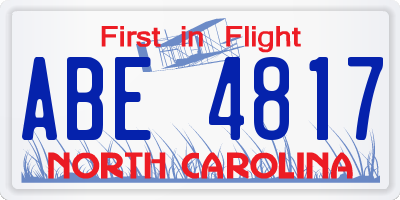 NC license plate ABE4817