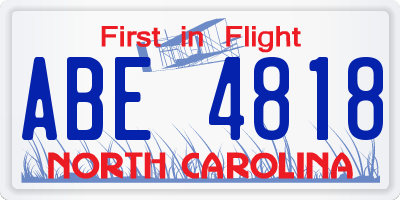 NC license plate ABE4818
