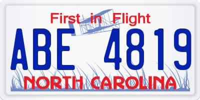 NC license plate ABE4819