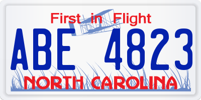 NC license plate ABE4823