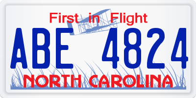 NC license plate ABE4824